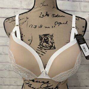 Maidenform Bra 34D Love The Lift Push Up And In‎ White Beige DM9900 New